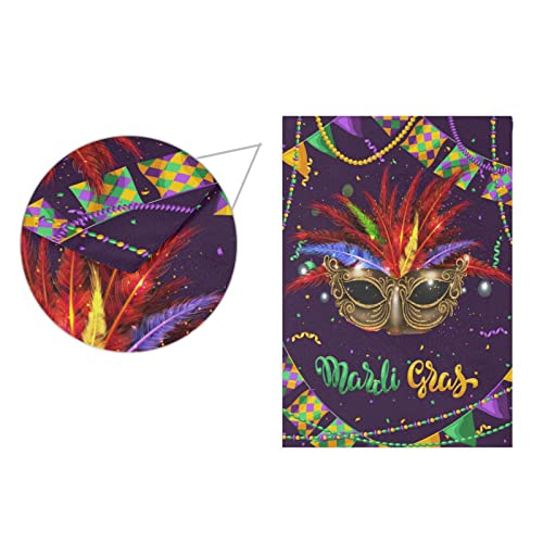 Kcldeci Happy Mardi Gras Mask Welcome Garden Flag 12x18 Inch Fleur De Lis Carnival Yard Flags Large Vertical Double Sided House Flag Holiday Decorative Flags for Yard Farmhouse