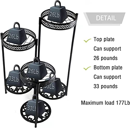 Plant Stand 6 Tier Indoor Outdoor Multiple Flower Pot Display Holder - Metal Wrought Iron Planter Organizer Shelf Corner Potted Storage Rack for Garden Patio Lawn Balcony Black