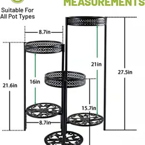 Plant Stand 6 Tier Indoor Outdoor Multiple Flower Pot Display Holder - Metal Wrought Iron Planter Organizer Shelf Corner Potted Storage Rack for Garden Patio Lawn Balcony Black