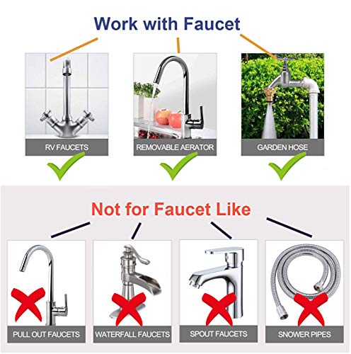 Faucet Adapter Faucet to Hose Adapter - Multi-Thread Garden Hose Adapter with Gaskets, Kitchen Sink Faucet Adapter to Garden Hose, Brass Aerator Adapter for Female to Male and Male to Male (2 pack）
