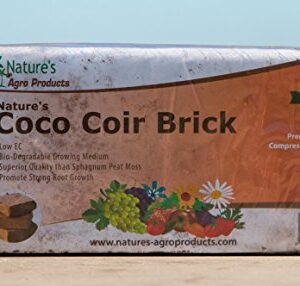 Nature's Premium Organic Coco Coir 1 Pound Brick, Garden Soil, Reptile Bedding, Hydroponics, Growing Medium, Aquaponics, Soil Amendment