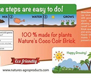 Nature's Premium Organic Coco Coir 1 Pound Brick, Garden Soil, Reptile Bedding, Hydroponics, Growing Medium, Aquaponics, Soil Amendment