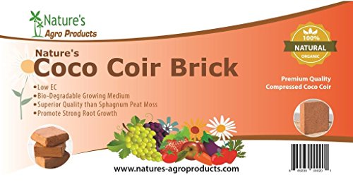 Nature's Premium Organic Coco Coir 1 Pound Brick, Garden Soil, Reptile Bedding, Hydroponics, Growing Medium, Aquaponics, Soil Amendment