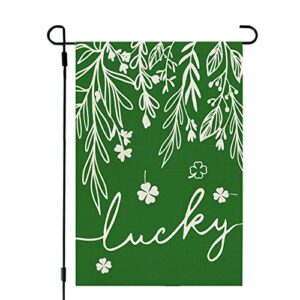 crowned beauty st patricks day garden flag 12×18 inch double sided for outside small burlap green floral shamrocks clovers lucky yard holiday decoration cf733-12