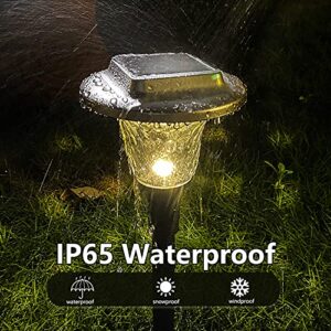 Solar Lights Outdoor Garden,Solar Pathway Lights, Solar Garden Lights Auto RGB Color Changing & Warm White Glass Landscape Lights,Garden Lights Solar Powered Waterproof for Lawn Driveway(Set of 8)