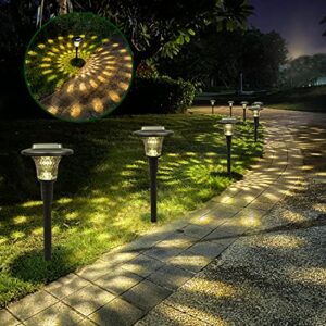 Solar Lights Outdoor Garden,Solar Pathway Lights, Solar Garden Lights Auto RGB Color Changing & Warm White Glass Landscape Lights,Garden Lights Solar Powered Waterproof for Lawn Driveway(Set of 8)