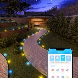 Govee Outdoor Ground Lights, IP67 Low Voltage Pathway Lights 36ft, RGBIC Multicolor with Warm White, 15 Pack, App Control Walkway Lights for Garden Lawn with 43 Scene Modes, Sync with Music, 80 LM