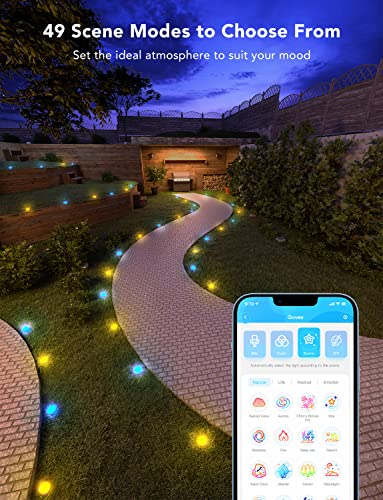 Govee Outdoor Ground Lights, IP67 Low Voltage Pathway Lights 36ft, RGBIC Multicolor with Warm White, 15 Pack, App Control Walkway Lights for Garden Lawn with 43 Scene Modes, Sync with Music, 80 LM