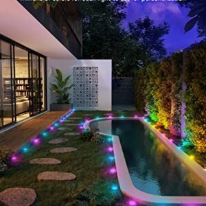 Govee Outdoor Ground Lights, IP67 Low Voltage Pathway Lights 36ft, RGBIC Multicolor with Warm White, 15 Pack, App Control Walkway Lights for Garden Lawn with 43 Scene Modes, Sync with Music, 80 LM