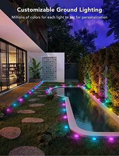 Govee Outdoor Ground Lights, IP67 Low Voltage Pathway Lights 36ft, RGBIC Multicolor with Warm White, 15 Pack, App Control Walkway Lights for Garden Lawn with 43 Scene Modes, Sync with Music, 80 LM