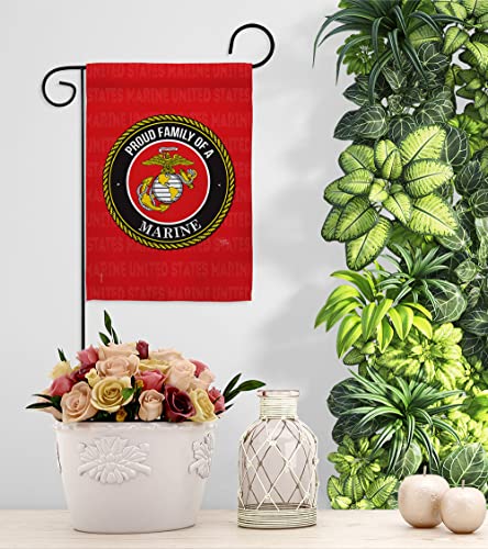 Breeze Decor Proud Family Garden Flag Armed Forces Marine Corps USMC Semper Fi United State American Military Veteran Retire Official House Banner Small Yard Gift Double-Sided, Made in USA