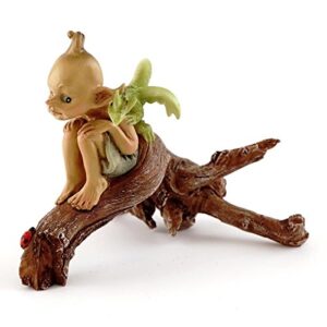top collection miniature garden pixie with baby dragon on branch