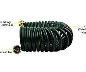 Instapark GHN-06-25 Heavy-Duty EVA Recoil Garden Hose 25ft with 7-Pattern Spray Nozzle, Green, 25 Foot