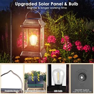 UBright Solar Lantern Solar Outdoor Lights Metal Solar Lights, Hanging Solar Lights Lanterns Outdoor Waterproof Solar Garden Lights Pathway Lights Solar Powered Lights for Patio Yard LED Bulb 2 Pack