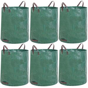 jeria 6-pack 72 gallons reusable garden waste bags with 4 handles ,lawn pool garden heavy duty waste bag for loading leaf,trash ,yard waste bags (h30″ x d26″)