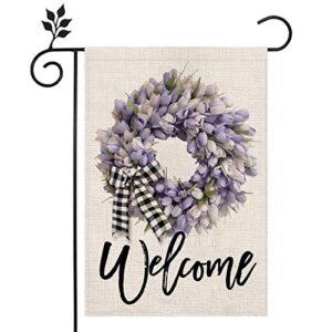 crowned beauty spring floral tulips lily welcome garden flag 12×18 inch small vertical double sided seasonal outside décor for yard farmhouse cf085-12