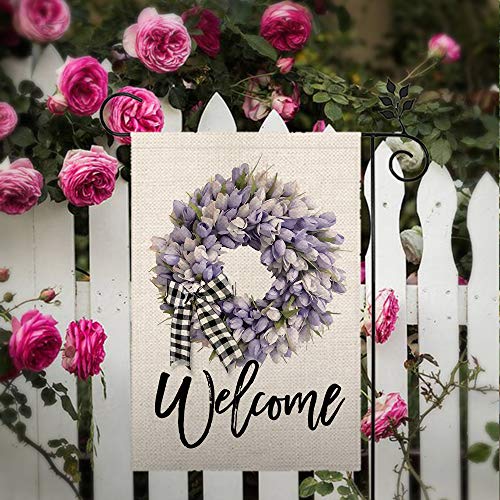 CROWNED BEAUTY Spring Floral Tulips Lily Welcome Garden Flag 12×18 Inch Small Vertical Double Sided Seasonal Outside Décor for Yard Farmhouse CF085-12