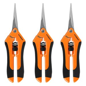 vivosun 6.5 inch gardening scissors hand pruner pruning shear with straight stainless steel blades orange 6-pack