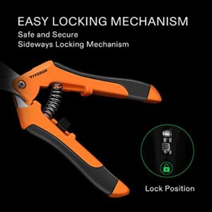 VIVOSUN 6.5 Inch Gardening Scissors Hand Pruner Pruning Shear with Straight Stainless Steel Blades Orange 6-Pack