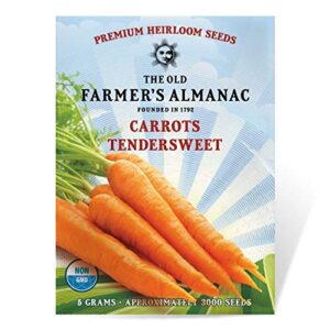 The Old Farmer's Almanac Heirloom Carrot Seeds (Tendersweet) - Approx 2600 Seeds - Non-GMO, Open Pollinated