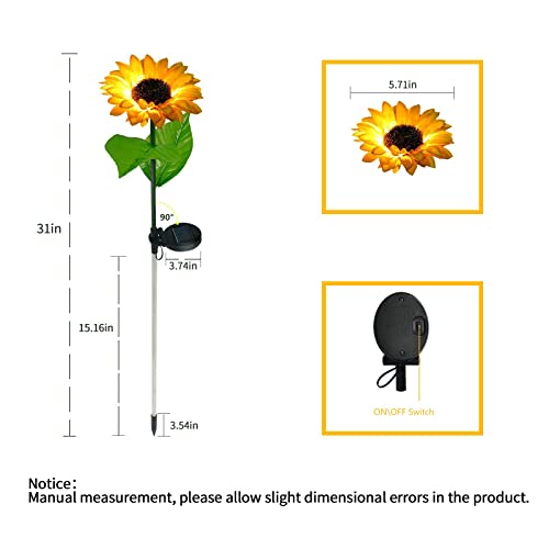 BLUEGUAN Sunflower Solar Lights, 8 Pack Solar Sunflowers Outdoor Garden Lights Waterproof IP65, Durable Rechargeable Solar Sunflower Lights Decorative for Lawn Yard, Christmas Patio Pathway Décor