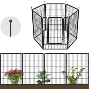 fxw decorative garden metal fence temporary animal barrier for yard, 5 panels+1 gate, 14′(l)×40″(h), black