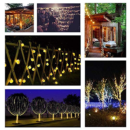 Ussea Solar , 50 LED 24ft 8 Modes Waterproof String Lights Outdoor Fairy Lights Globe Crystal Balls Decorative Lighting for Garden Yard Home Party Wedding Christmas Decoration