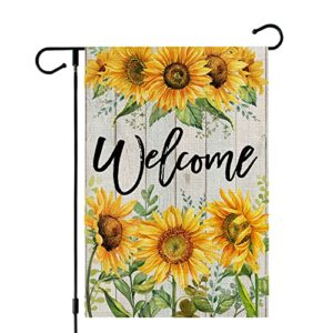 crowned beauty summer garden flag welcome sunflower 12×18 inch small double sided for outside yard flag