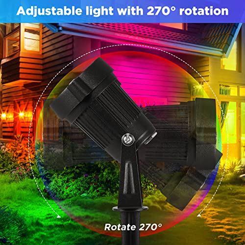 Houkiper RGB Outdoor Spotlight Led Lawn Flood Light Stake, 6W Outdoor Color Changing Landscape Lighting Fixture, Waterproof Ac Electric Landscaping Spot Light for Yard Garden Driveway Pathway Garden