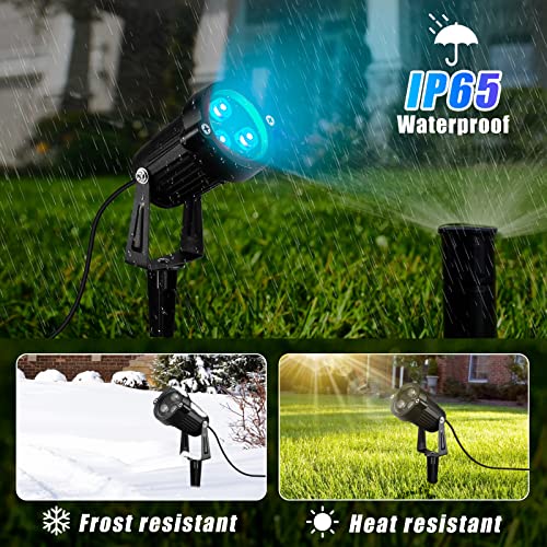 Houkiper RGB Outdoor Spotlight Led Lawn Flood Light Stake, 6W Outdoor Color Changing Landscape Lighting Fixture, Waterproof Ac Electric Landscaping Spot Light for Yard Garden Driveway Pathway Garden