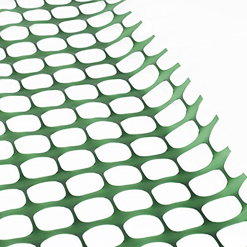 Houseables Plastic Mesh Fence, Construction Barrier Netting, Green, 4'x100' Feet, 1 Roll, Garden Fencing, Fences Wrap, Above Ground, for Snow, Poultry, Chicken, Safety, Deer, Patio, Garden Netting