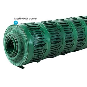 Houseables Plastic Mesh Fence, Construction Barrier Netting, Green, 4'x100' Feet, 1 Roll, Garden Fencing, Fences Wrap, Above Ground, for Snow, Poultry, Chicken, Safety, Deer, Patio, Garden Netting