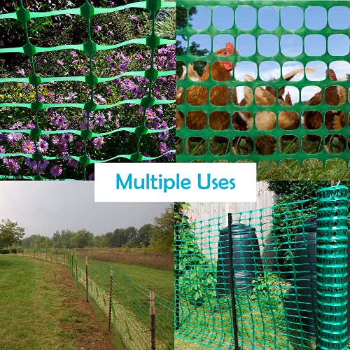 Houseables Plastic Mesh Fence, Construction Barrier Netting, Green, 4'x100' Feet, 1 Roll, Garden Fencing, Fences Wrap, Above Ground, for Snow, Poultry, Chicken, Safety, Deer, Patio, Garden Netting