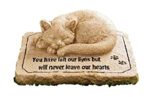 ct discount store cat memorial stone cold cast ceramic memorial garden backyard (flower greenery cat)