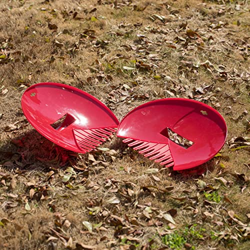 Gardenised Decorative Pair of Leaf Scoops, Hand Rakes for Lawn and Garden Cleanup, Red