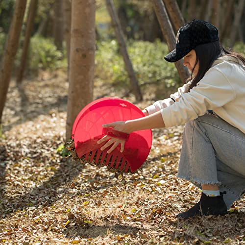 Gardenised Decorative Pair of Leaf Scoops, Hand Rakes for Lawn and Garden Cleanup, Red