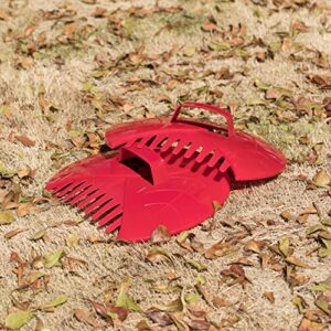 Gardenised Decorative Pair of Leaf Scoops, Hand Rakes for Lawn and Garden Cleanup, Red