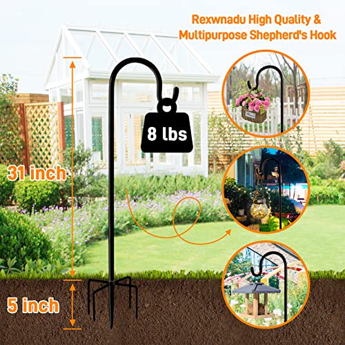 Shepherd Hooks 36 inches for Bird Feeders Outside Heavy Duty Shepherd Stand Plant Hanger Yard Hooks for Lanterns,Solar Lights,Bird Feeder,Wedding,Planter Pot,Adjustable Height Powder Coated-2 Packs