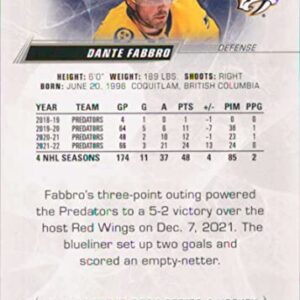 2022-23 Upper Deck #101 Dante Fabbro Nashville Predators Series 1 NHL Hockey Trading Card