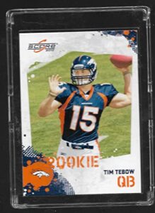 tim tebow rc – denver broncos (rc – rookie card) 2010 score football card – nfl trading card in screwdown case