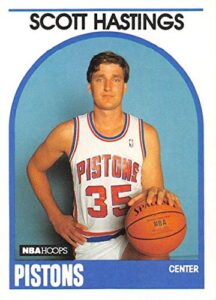 1989-90 nba hoops #317 scott hastings detroit pistons inaugural hoops licensed basketball trading card (stock photo. near mint or better)