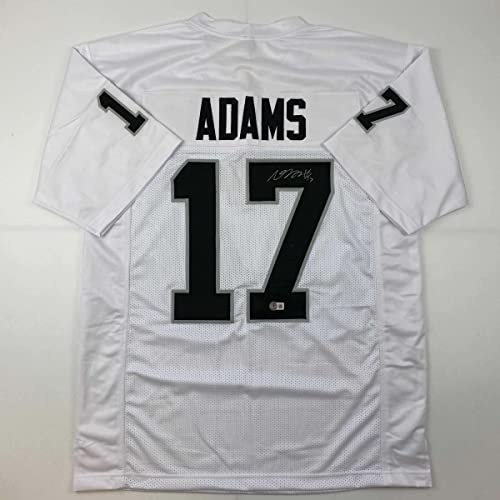 Autographed/Signed Davante Adams Las Vegas Oakland White Football Jersey Beckett BAS COA