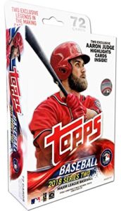 2018 topps series 2 baseball exclusive factory sealed huge 72 card hanger box including (2) legends in the making inserts! look for rc’s & auto’s of shohei ohtani, ronald acuna, gleyber torres & more!