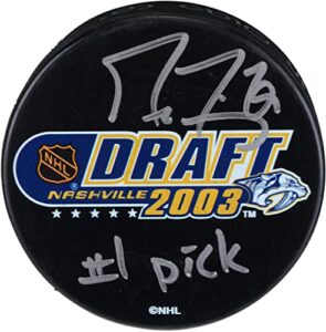 marc-andre fleury vegas golden knights autographed 2003 nhl draft logo hockey puck with “#1 pick” inscription – autographed nhl pucks