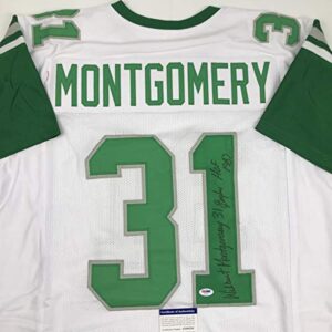 autographed/signed wilbert montgomery inscribed philadelphia white football jersey psa/dna coa