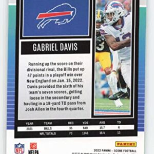 2022 Score #261 Gabriel Davis Buffalo Bills NFL Football Trading Card