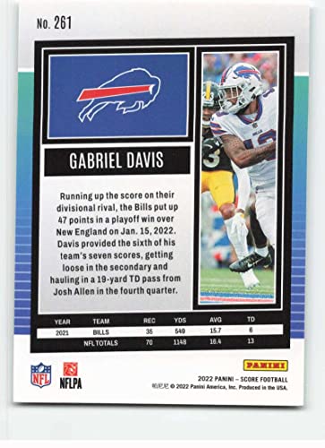 2022 Score #261 Gabriel Davis Buffalo Bills NFL Football Trading Card