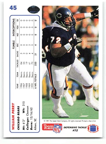 1991 Upper Deck #45 William Perry - Chicago Bears