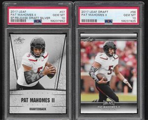 psa 10 patrick”pat” mahomes leaf special release draft silver & deaft 2 card rookie lot graded psa gem mint 10 chiefs superstar quarterback