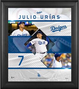 julio urias los angeles dodgers framed 15″ x 17″ stitched stars collage – mlb player plaques and collages